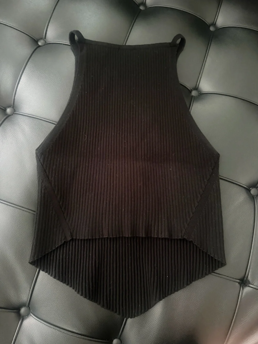 Courrege Black Ribbed Tank Top